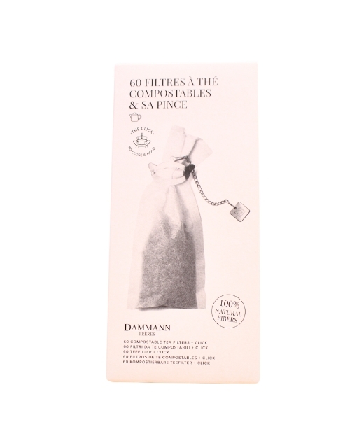 60 Filtres papier pour théière et leur pince en inox - Edélices