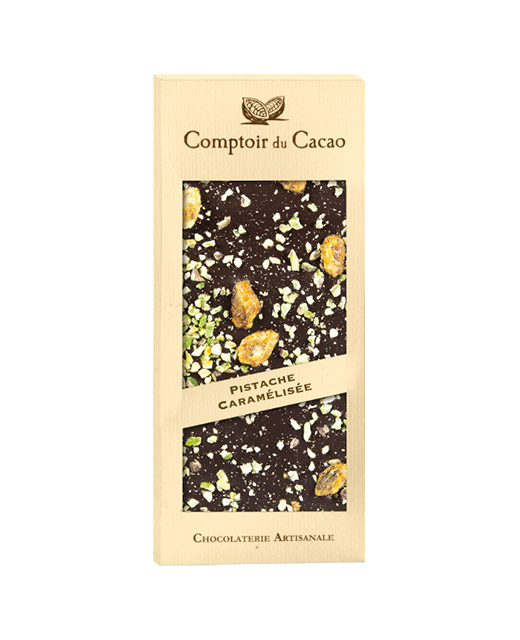 Tablette chocolat noir - pistache caramélisée - Edélices