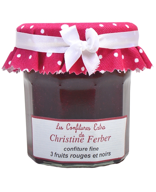 Confiture 3 fruits rouges et noirs - fraises, framboises et myrtilles