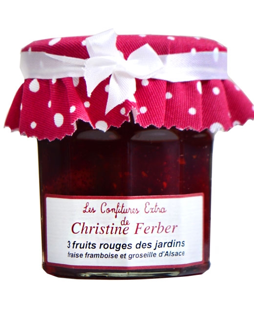Confiture 3 fruits du jardin - fraise, framboise et groseille