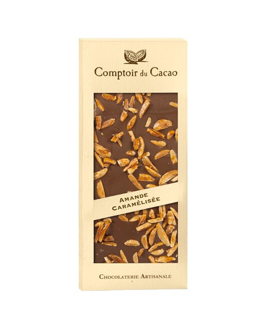 Tablette chocolat lait - amande caramélisée - Comptoir du Cacao