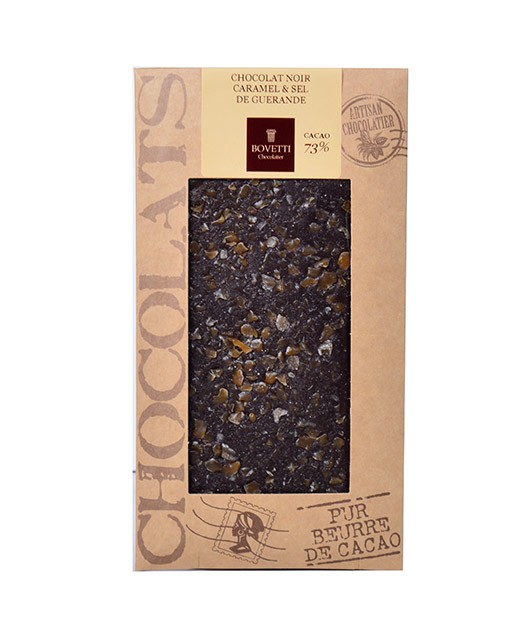 Tablette chocolat noir - caramel et sel de Guérande - Bovetti