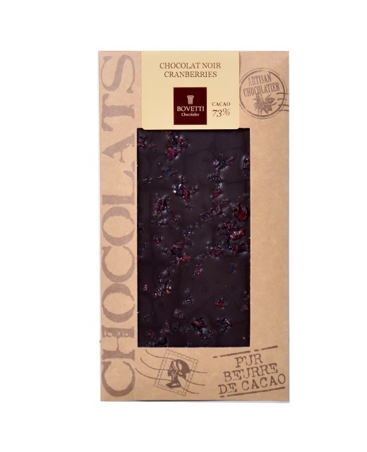 Tablette chocolat noir - cranberries - Bovetti