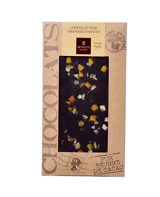 Tablette chocolat noir - oranges confites - Bovetti