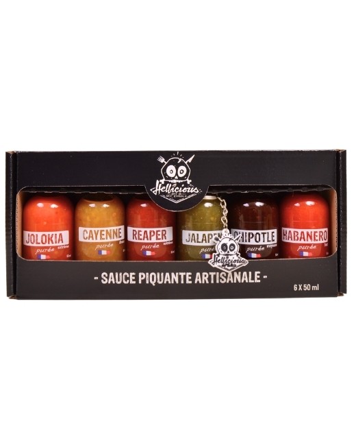 Coffret 6 purées de piment Hellicious - Idées cadeaux Homme