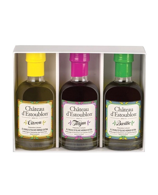 Coffret saveurs - trois huiles aromatisées - Château d'Estoublon