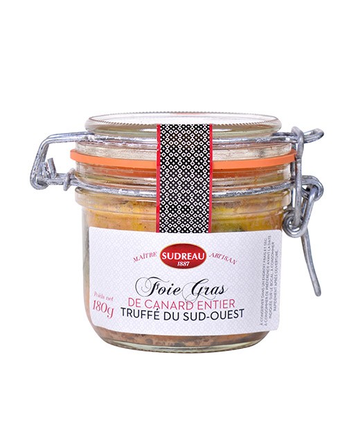 FOIE GRAS DE CANARD AUX TRUFFES FAIT MAISON 300GRS ( coupe)