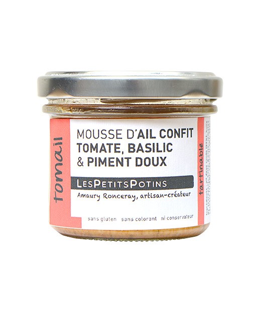 Tomail - Mousse d'ail confit à la tomate, au basilic et au piment doux - Les Petits Potins