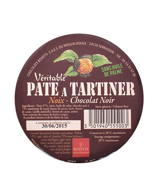 Pâte à tartiner bio noisette, orange, chocolat noir - Bovetti