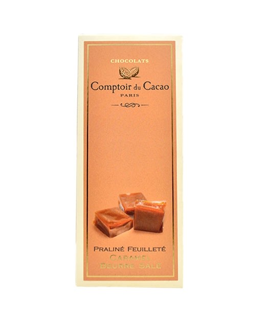 Tablette au praliné feuilleté - caramel beurre salé - Comptoir du Cacao