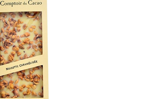 Tablette chocolat blanc - noisette caramélisée - Comptoir du Cacao