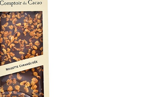 Tablette chocolat lait - noisette caramélisée - Comptoir du Cacao