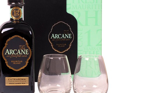 Coffret Rhum Arcane Extraroma ambré + 2 verres - Dugas