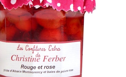 Confiture rouge et rose - griotte d'Alsace Montmorency et baies de poivre rose - Christine Ferber