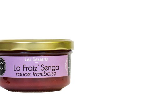 Fraise Senga à la sauce framboise - Vergers de Gascogne