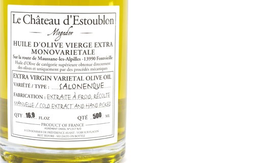 Huile d'olive vierge extra - Salonenque 100% - Château d'Estoublon