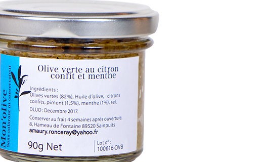 Pulpe d'olive verte aux citrons confits et menthe - Les Petits Potins