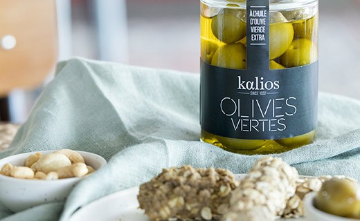 Olives vertes à l'huile d'olive vierge extra - Kalios