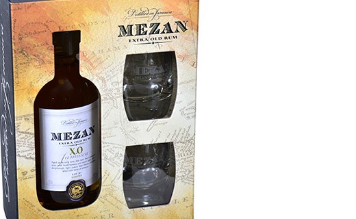 Coffret avec Rhum Jamaica XO + 2 verres - Mezan