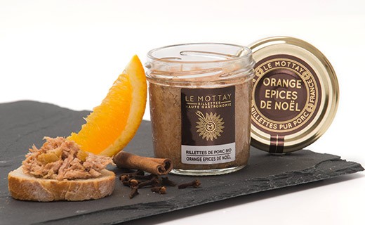 Rillettes de porc bio à l'orange confite et aux épices de Noël - Le Mottay Gourmand