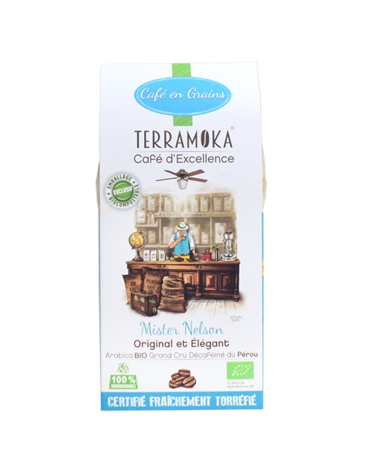 Café bio décaféiné Nelson - 100% Arabica - Pérou - grains - Edélices