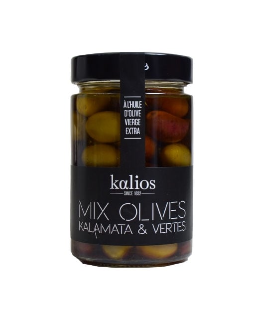 Mix d'olives Kalamata et Chalkidiki à l'huile d'olive
