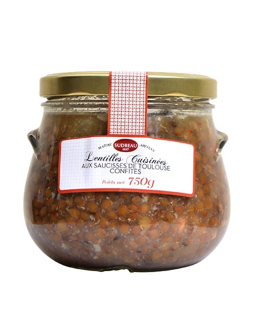 Lentilles cuisinées aux saucisses de Toulouse confites - Edélices