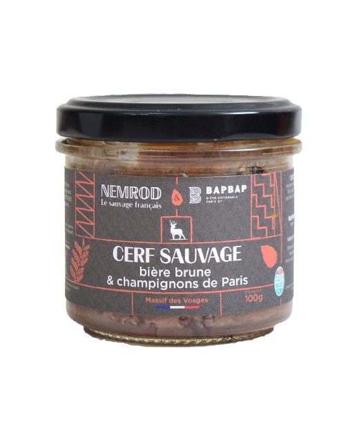 Terrine de cerf sauvage à la bière brune et aux champignons de Paris - Edélices