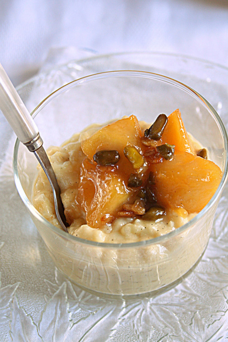 Riz au lait à la vanille et sa tatin au miel de romarin