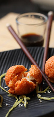 Boulettes de saumon fumé, lentilles corail et leur cœur coulant