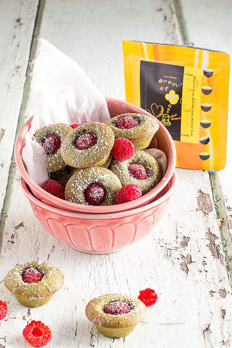 Financiers au Thé Matcha-Yuzu et framboises