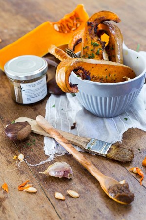 Courge butternut rôtie au confit de châtaigne