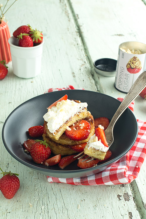 Brioche perdue aux fraises et sucre pétillant - Edélices