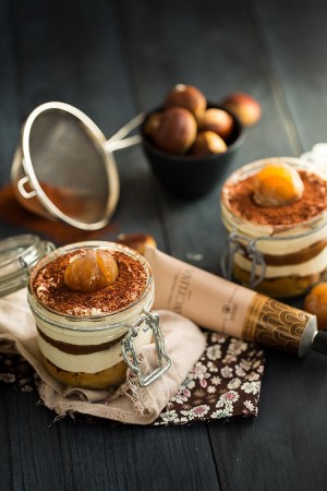 Tiramisu crème de marrons et marron glacé