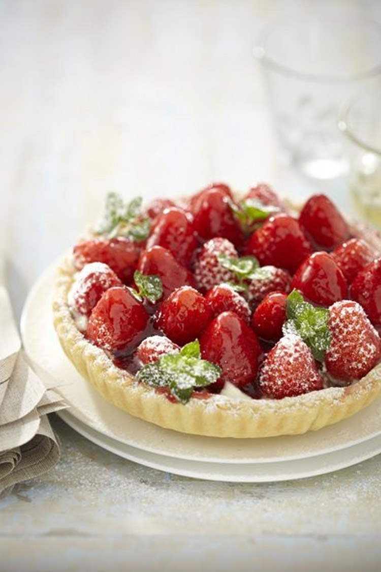 Tarte aux fraises et pistaches caramélisées