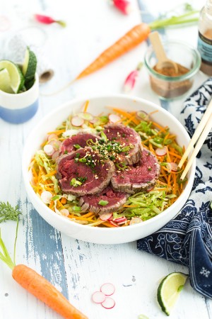 Boeuf façon tataki à la fleur de sel au piment d'espelette