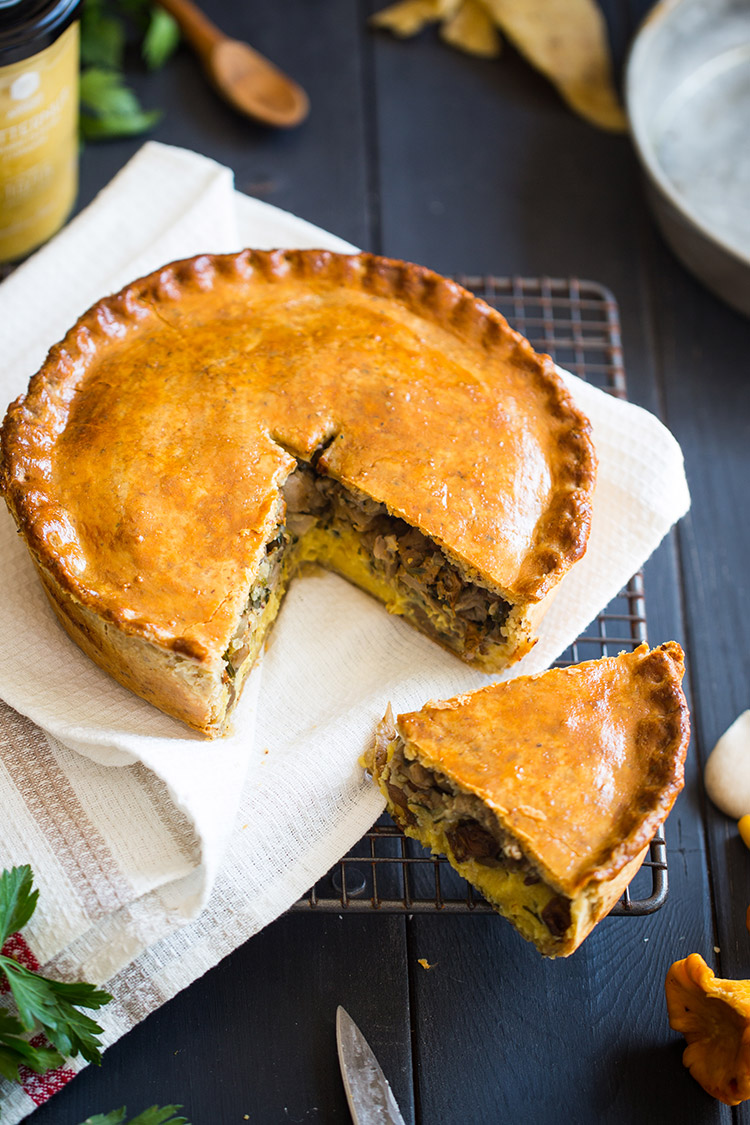 Tourte aux champignons et mousseline de butternut