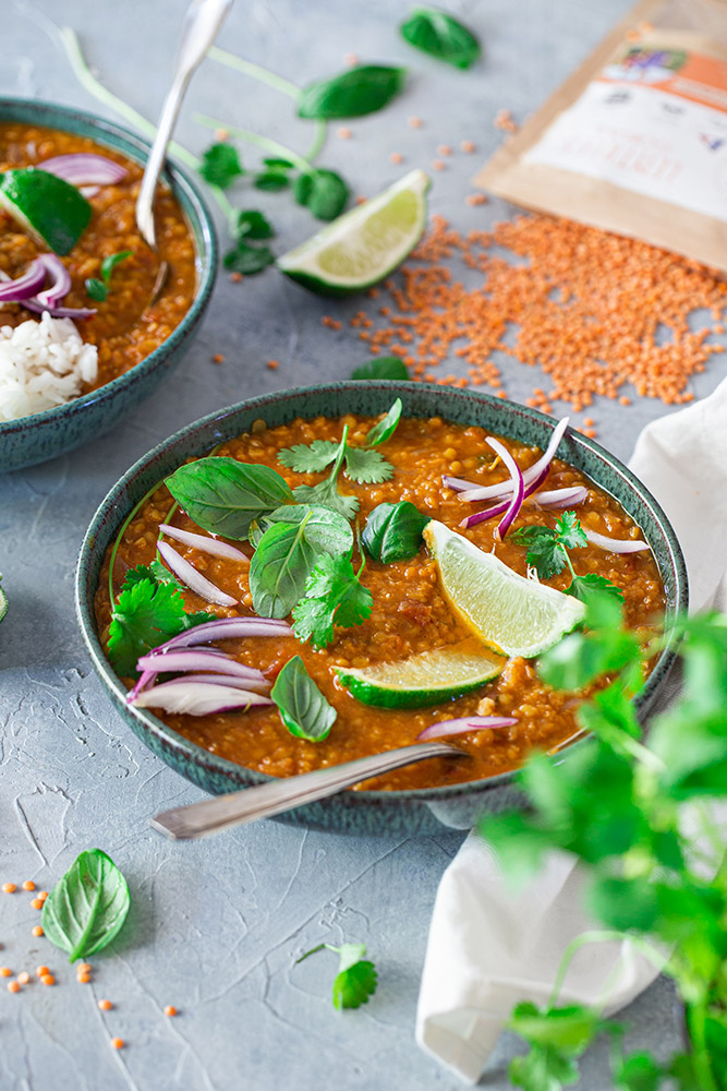 Dhal de lentilles corail au lait de coco