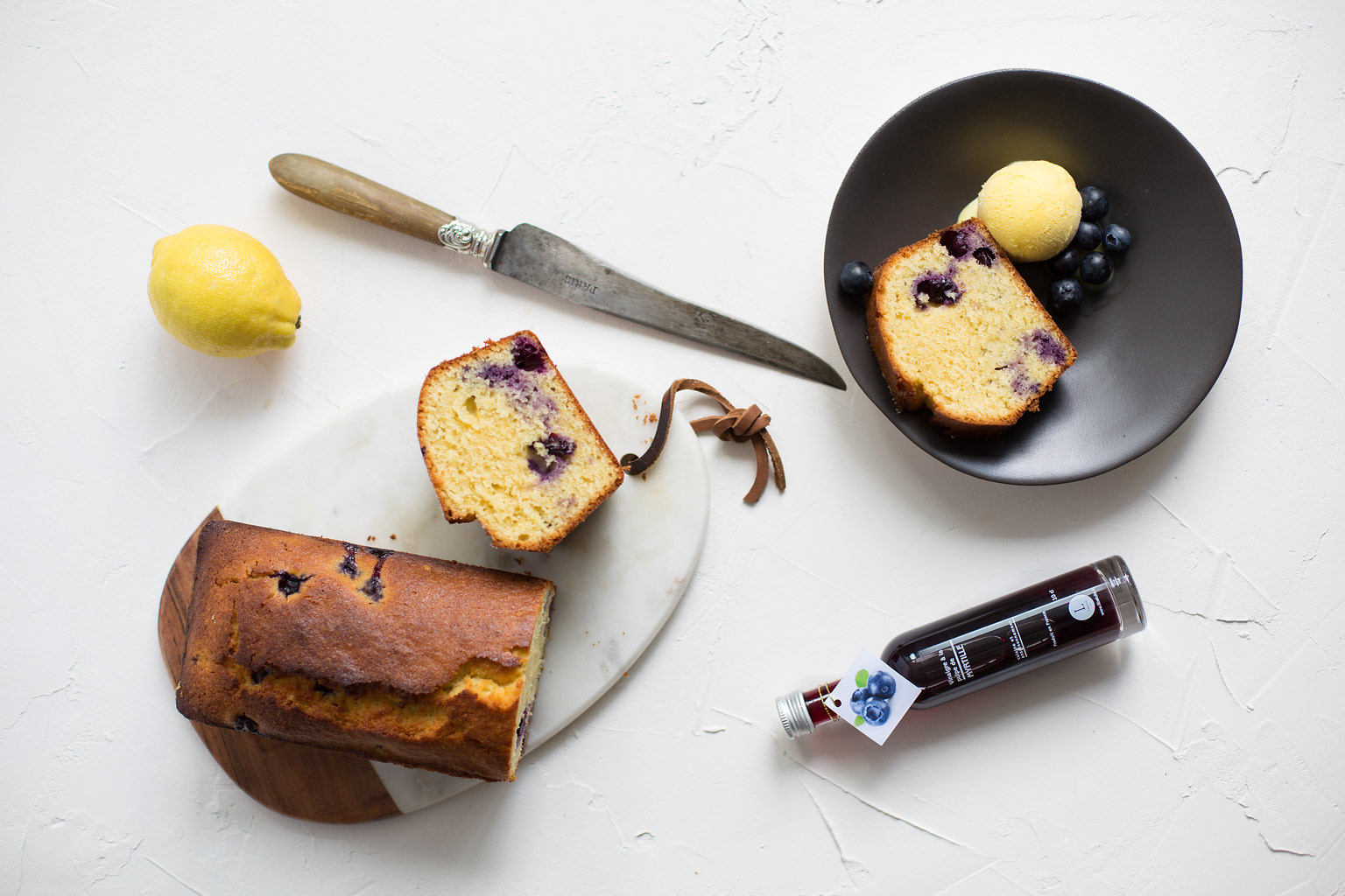 Cake à la myrtille et glace au safran