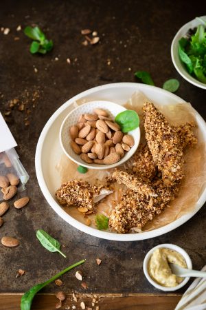 Aiguillettes de poulet pané aux amandes grillées